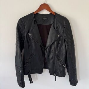 Topshop Black Faux Leather Jacket — Size 4